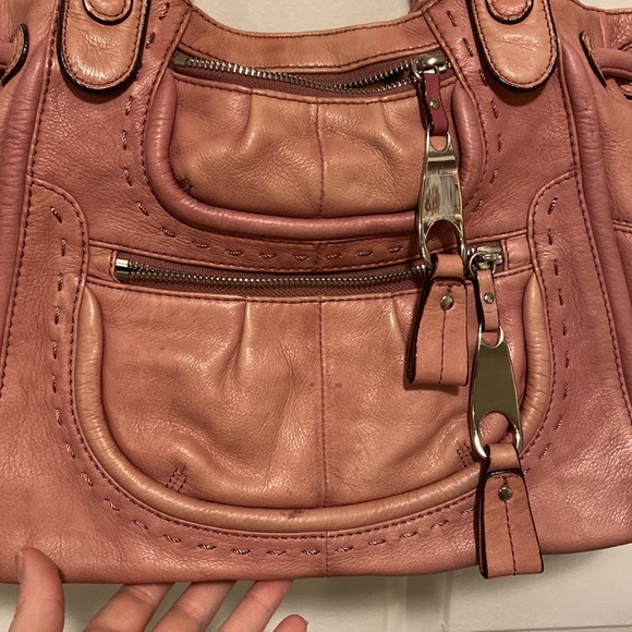 B MAKOWSKY Pink Genuine Leather Hand Bag Shoulder Satchel Bag Purse - Picture 8 of 10